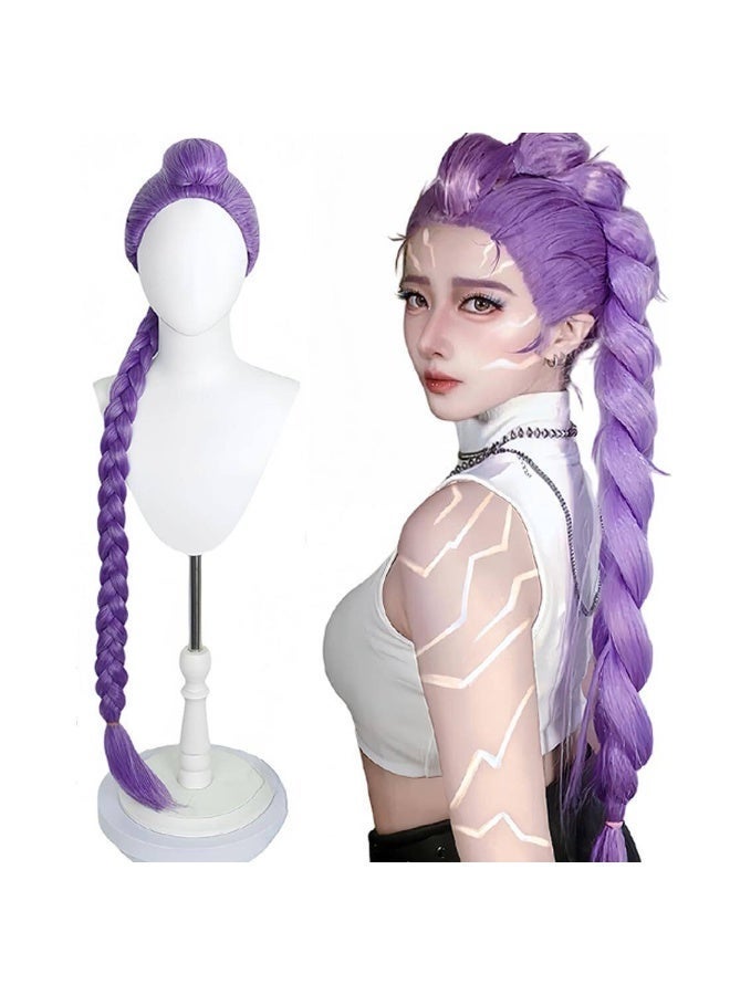 Purple Rumi Cosplay Wig, Long Braided Synthetic Hair for Huntrix Costume - Image 1