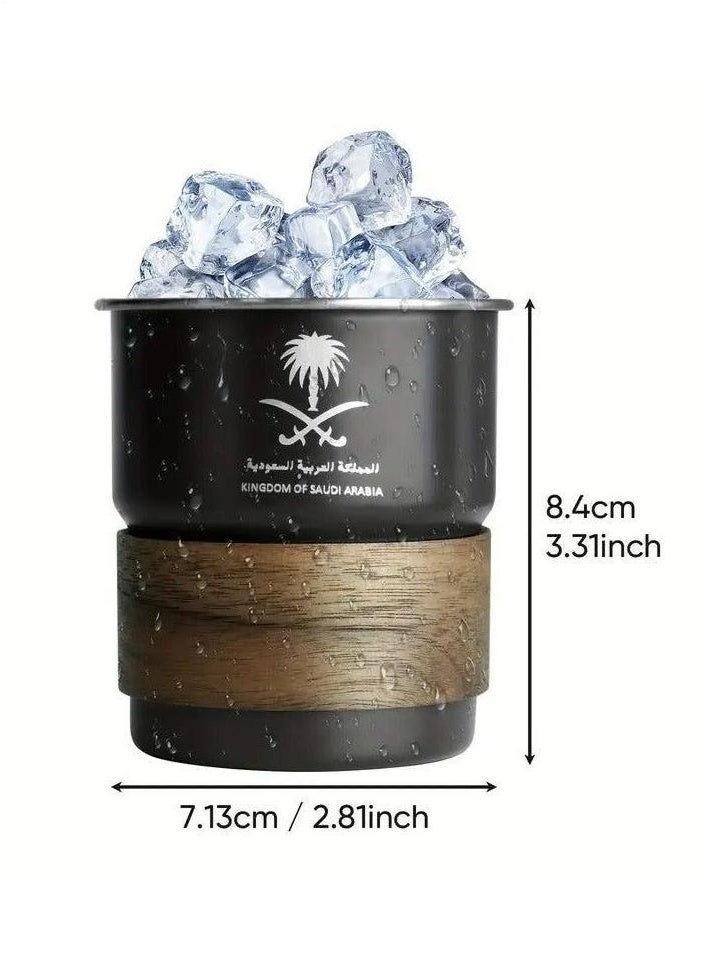 ELLEGLAM 304 Stainless Steel Cold Drink Mug - Saudi Logo Design, Portable Coffee Mug for Hot and Cold Drinks, Includes Straw and Heat Resistant Lid for Home and Outdoor Camping (Black, 300ml) - Image 1