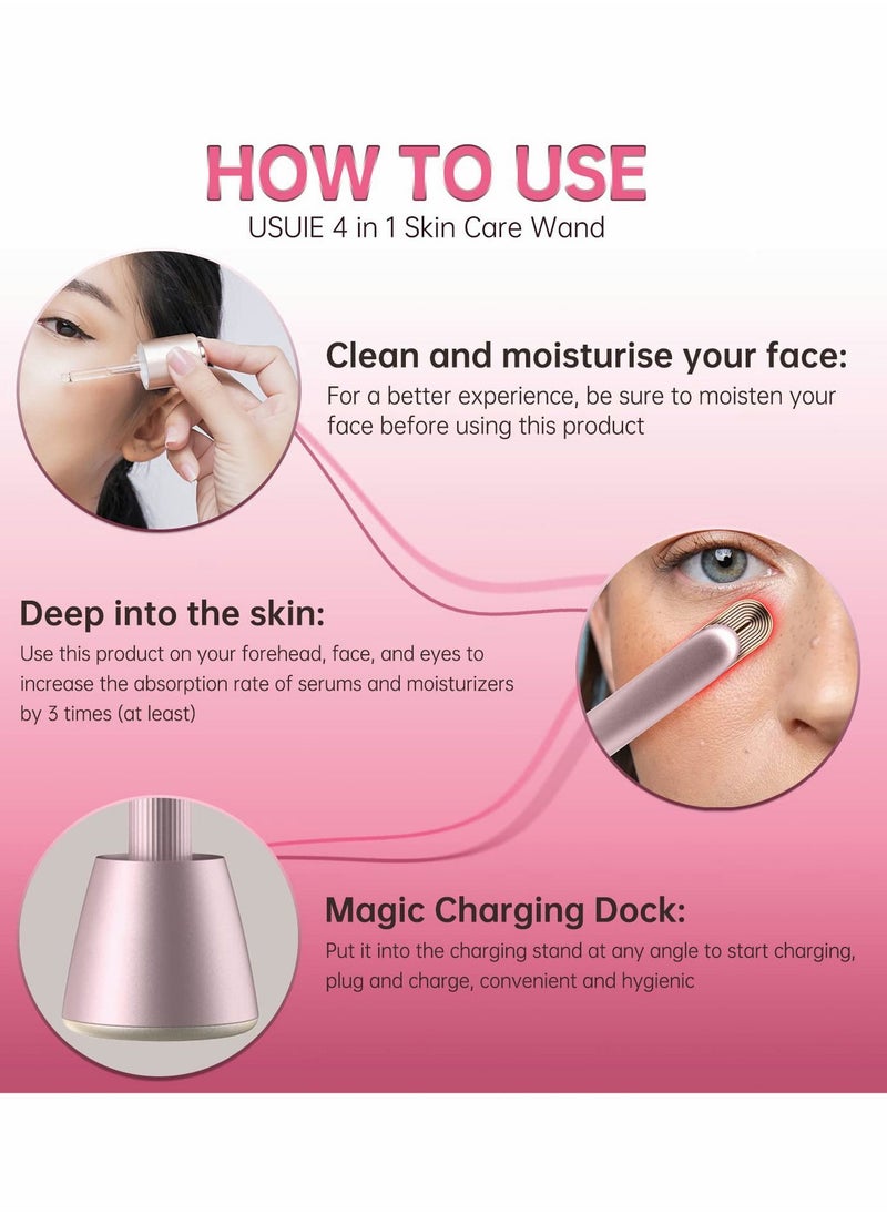 Excefore - Face Skin Tightening Machine, 4-in-1 Facial Tool, Red Light Therapy for and Neck, Massager, Reduce Wrinkles, Anti-Aging Tools, 2022 Upgraded Version - Pink - Image 1