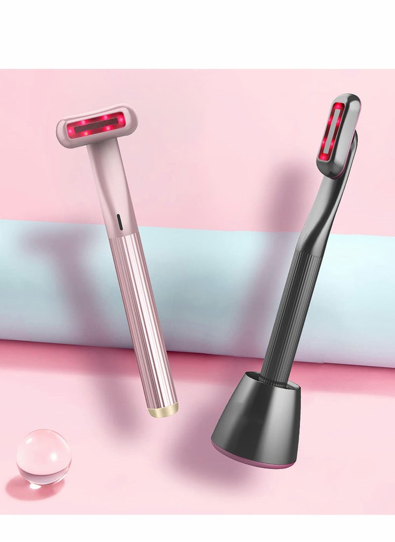 Excefore - Face Skin Tightening Machine, 4-in-1 Facial Tool, Red Light Therapy for and Neck, Massager, Reduce Wrinkles, Anti-Aging Tools, 2022 Upgraded Version - Pink - Image 1