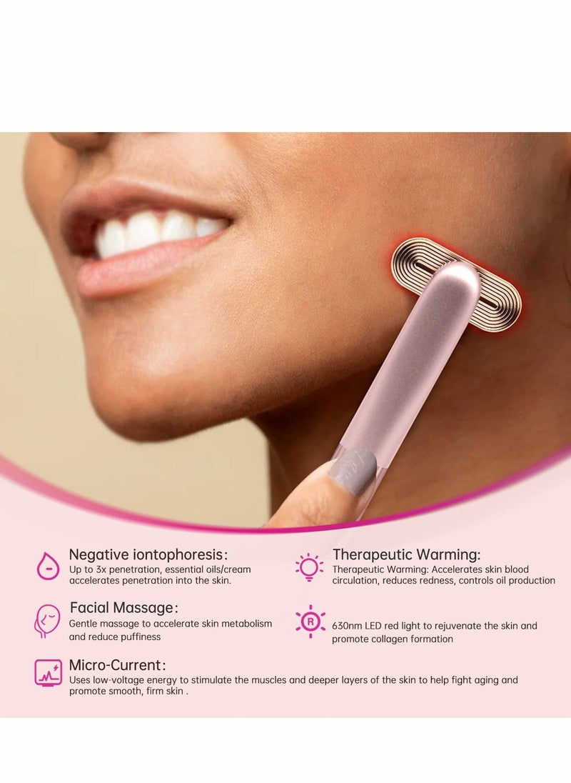 Excefore - Face Skin Tightening Machine, 4-in-1 Facial Tool, Red Light Therapy for and Neck, Massager, Reduce Wrinkles, Anti-Aging Tools, 2022 Upgraded Version - Pink - Image 1