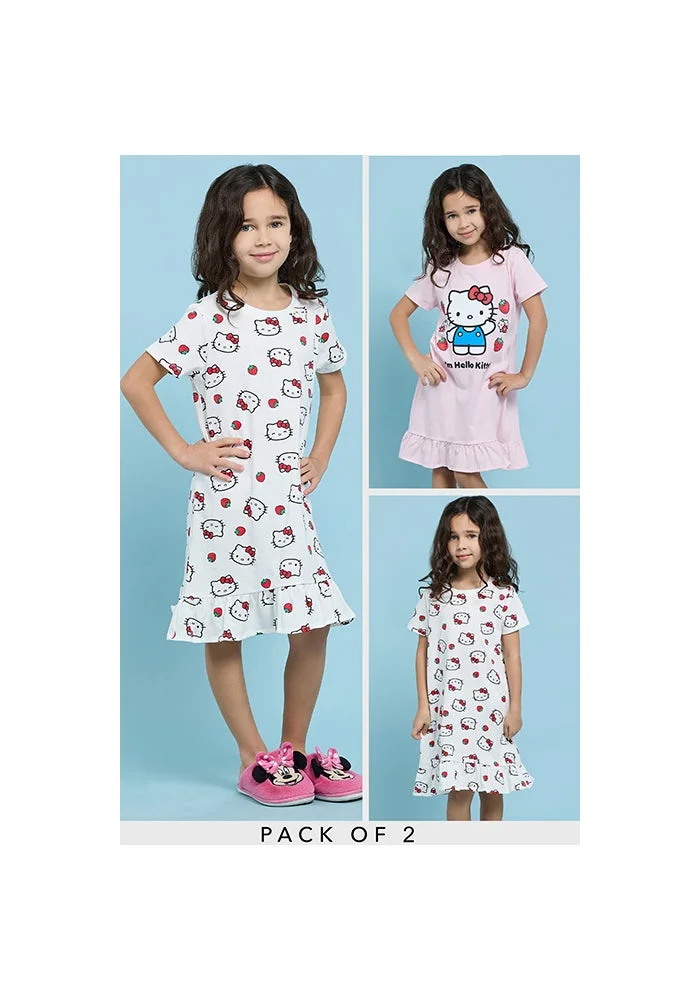 R&b 2 Pack Hello Kitty Print Nightdresses