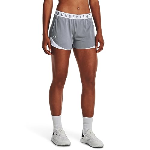 Under Armour Womens Play Up 3.0 Shorts, (055) Steel Light Heather/White/White, XX-Small - Image 1