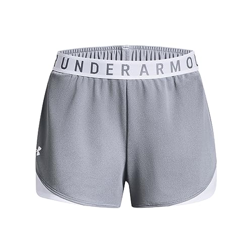 Under Armour Womens Play Up 3.0 Shorts, (055) Steel Light Heather/White/White, XX-Small - Image 4