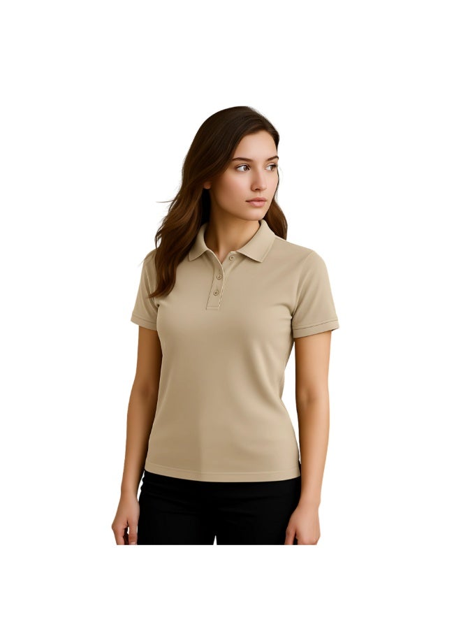 PRINTSHOP4ME Interlock Women's Regular-Fit Polo T-shirt Pure Cotton Short Sleeve 220 GSM Basic Colors - Image 2