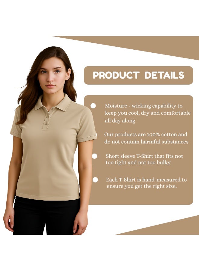 PRINTSHOP4ME Interlock Women's Regular-Fit Polo T-shirt Pure Cotton Short Sleeve 220 GSM Basic Colors - Image 3