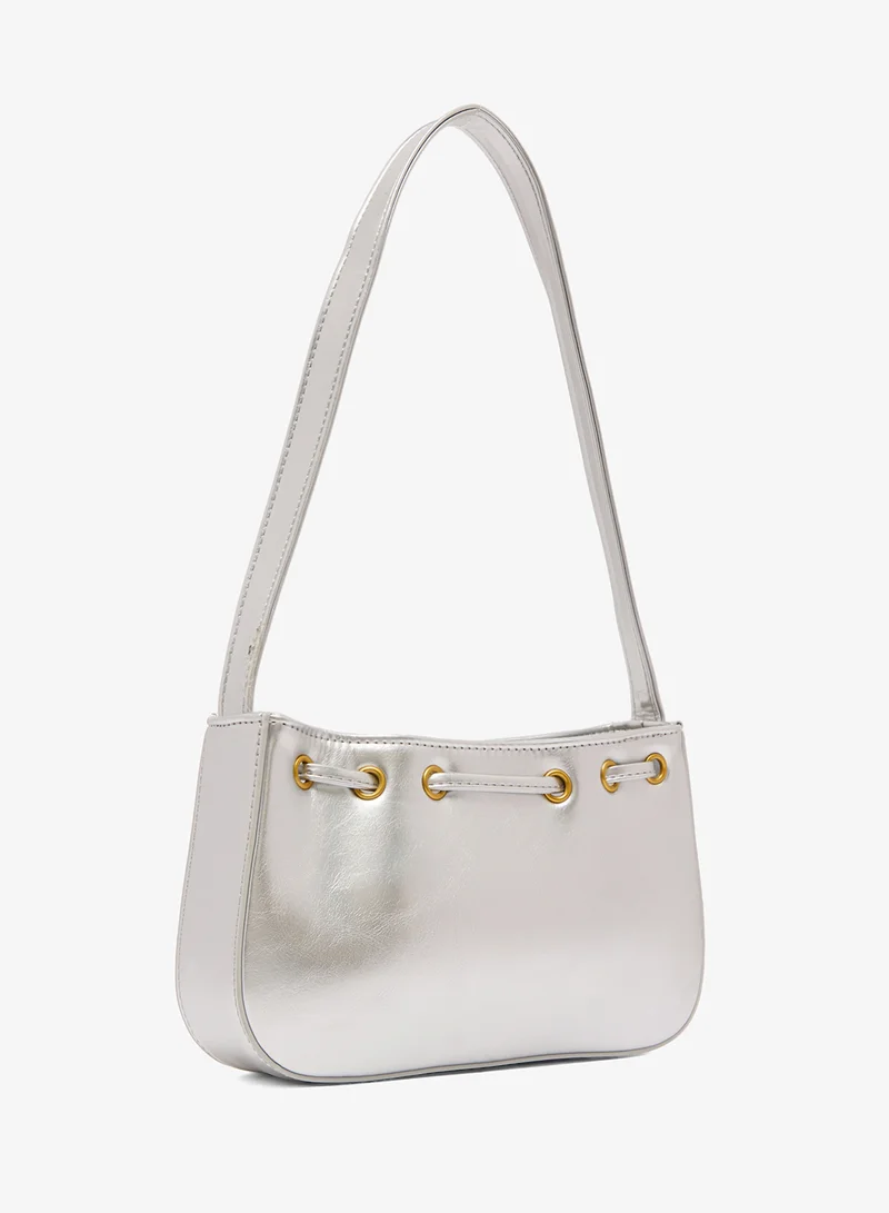 ايلا حقيبة كتف فضية معدنية