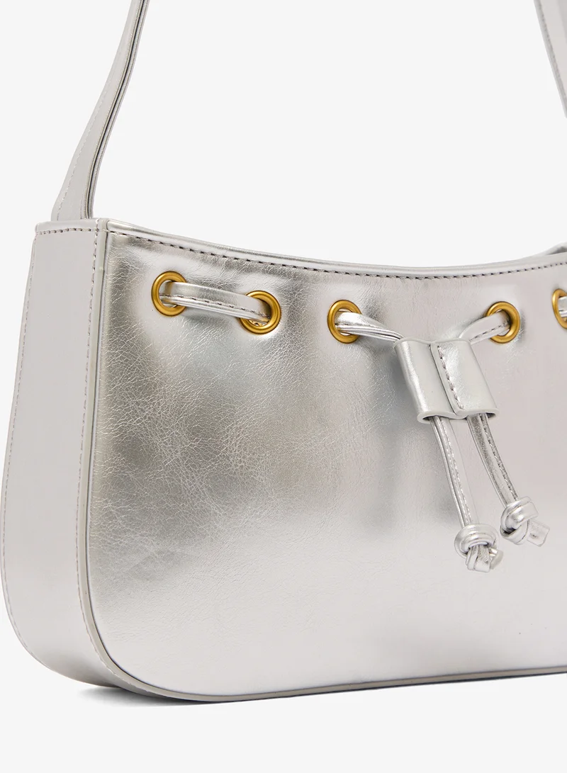 ايلا حقيبة كتف فضية معدنية