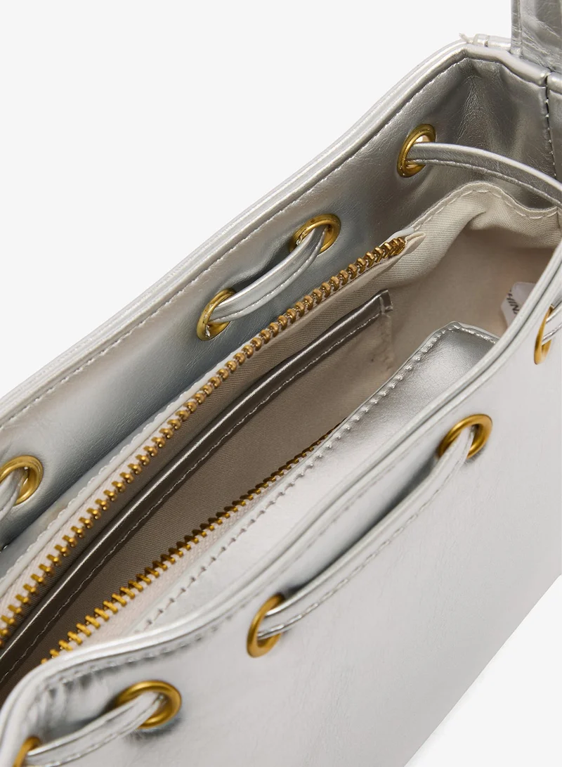 Ella Silver Silver Metallic Shoulder Bag for Women | Best Price UAE