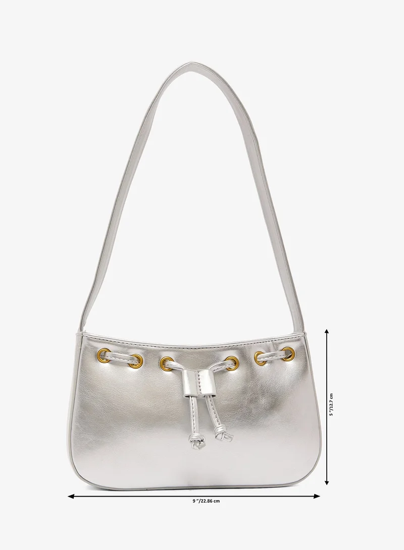 Ella Silver Silver Metallic Shoulder Bag for Women | Best Price UAE