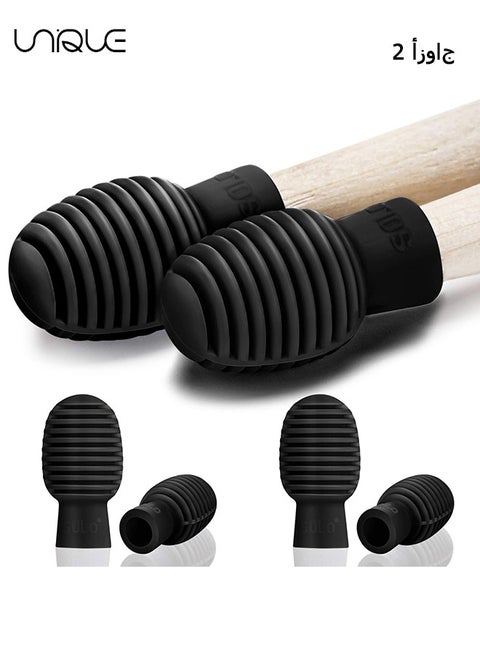 4 Pieces Drum Mute Drumstick Silent Tip, Drum Dampener Silicone Drumstick Silent Practice Tips Percussion Accessory, Mute Replacement Drum（Black）