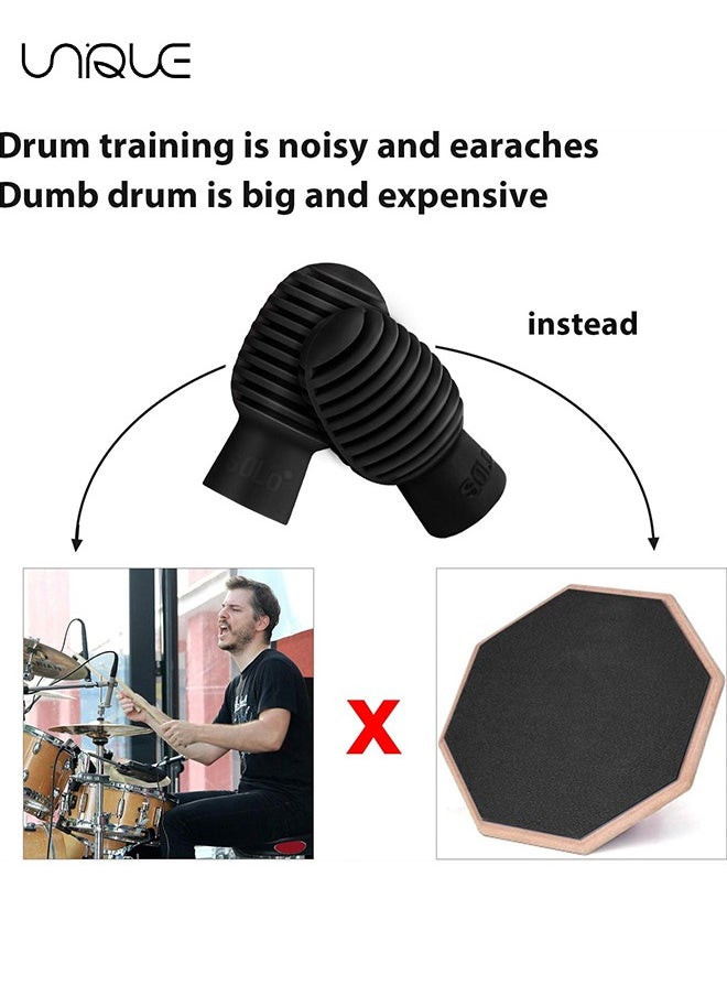 4 Pieces Drum Mute Drumstick Silent Tip, Drum Dampener Silicone Drumstick Silent Practice Tips Percussion Accessory, Mute Replacement Drum（Black）