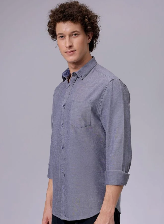 شركة المرآب الهندية Men Slim Fit Solid Full Sleeves Cutaway Collar Casual Shirt