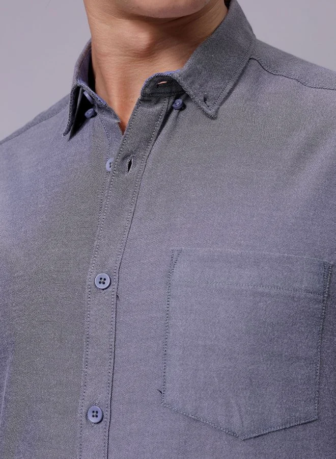 شركة المرآب الهندية Men Slim Fit Solid Full Sleeves Cutaway Collar Casual Shirt