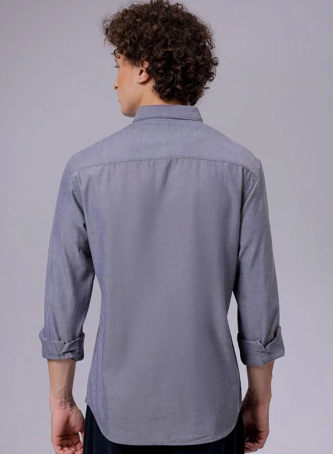 شركة المرآب الهندية Men Slim Fit Solid Full Sleeves Cutaway Collar Casual Shirt
