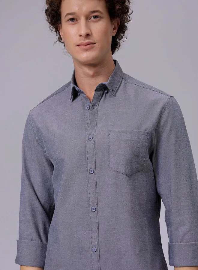 شركة المرآب الهندية Men Slim Fit Solid Full Sleeves Cutaway Collar Casual Shirt