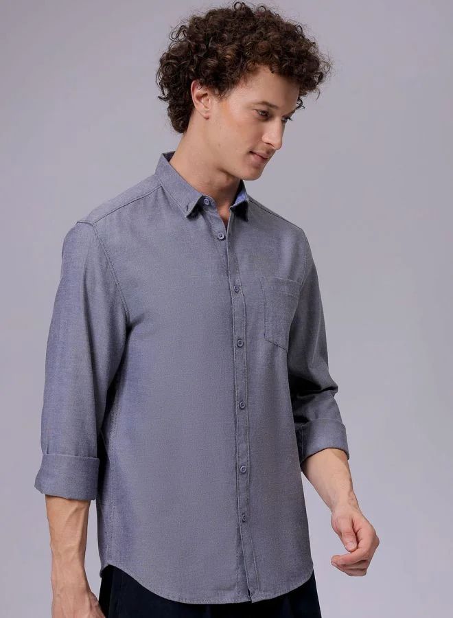 شركة المرآب الهندية Men Slim Fit Solid Full Sleeves Cutaway Collar Casual Shirt