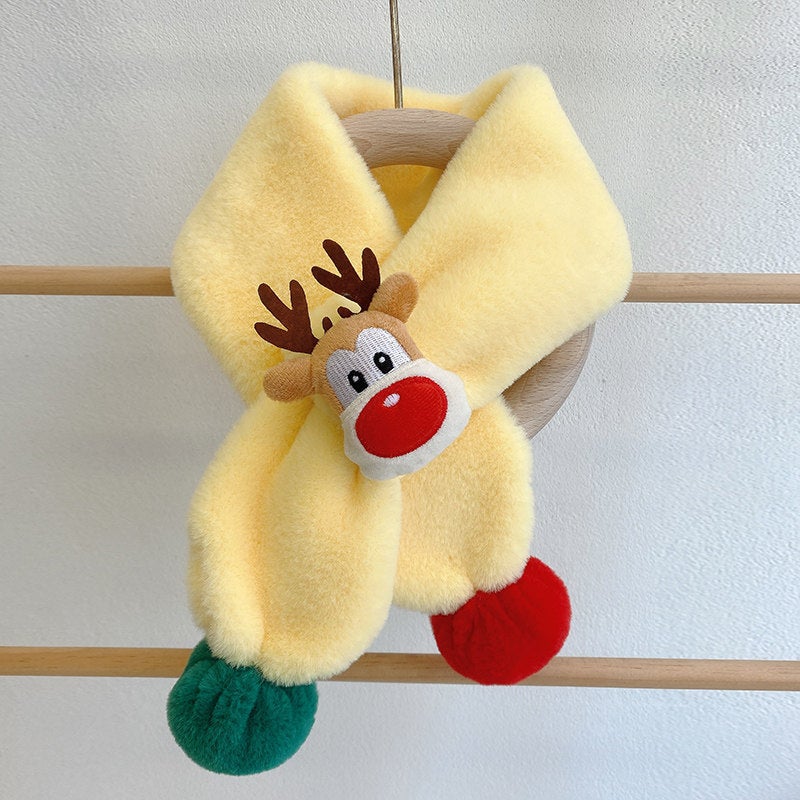 Kids Winter Scarf 2024 Christmas Plush Warm Unisex Green - Image 2