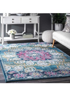 Status Contract Status Contract Floral Persian Rug with Anti Slip Backing (Multicolor, Polyester, 5 X 7 Feet), Rectangular  - Image 1