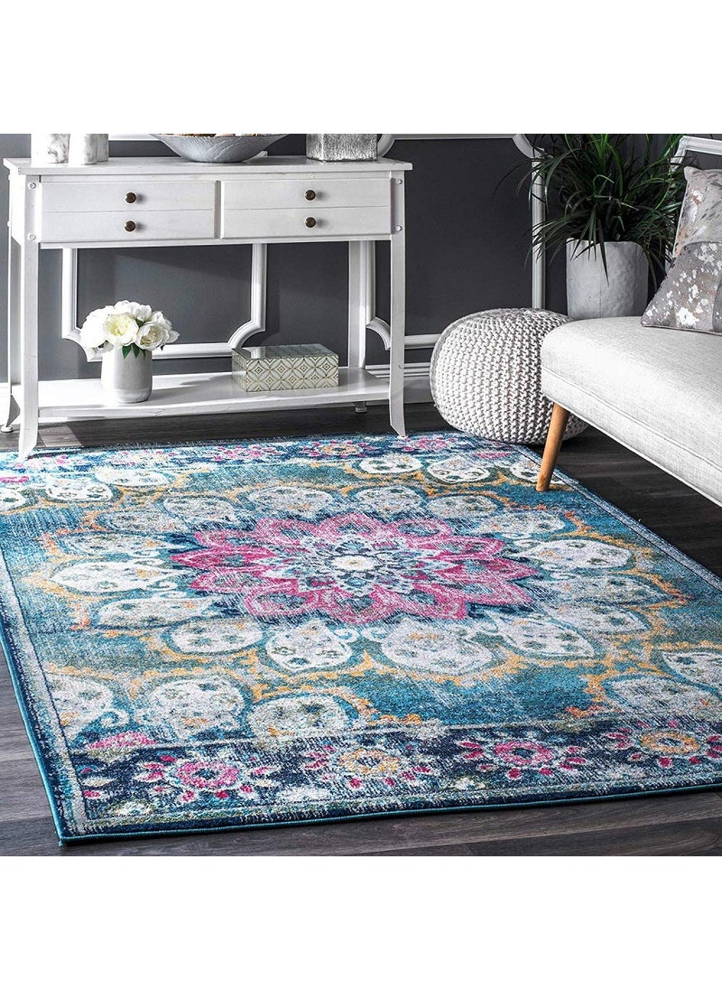 Status Contract - Status Contract Floral Persian Rug with Anti Slip Backing (Multicolor, Polyester, 5 X 7 Feet), Rectangular - Image 1