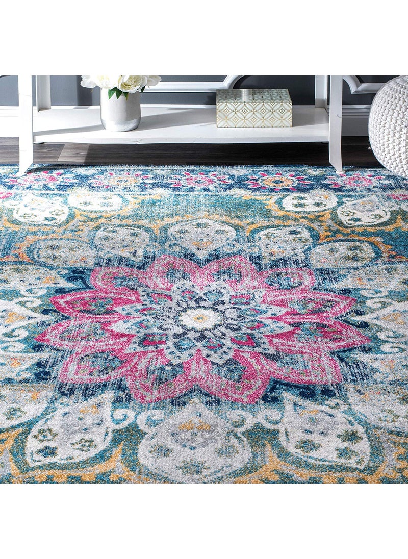Status Contract - Status Contract Floral Persian Rug with Anti Slip Backing (Multicolor, Polyester, 5 X 7 Feet), Rectangular - Image 1
