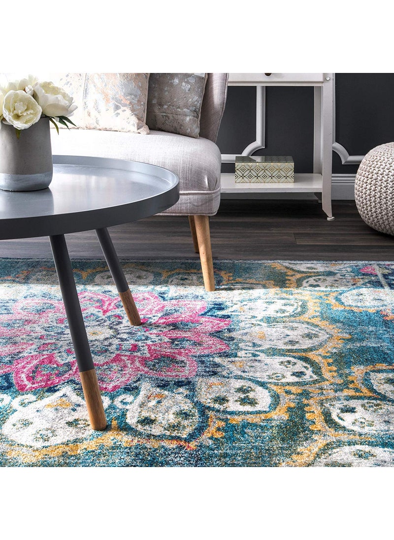 Status Contract - Status Contract Floral Persian Rug with Anti Slip Backing (Multicolor, Polyester, 5 X 7 Feet), Rectangular - Image 1