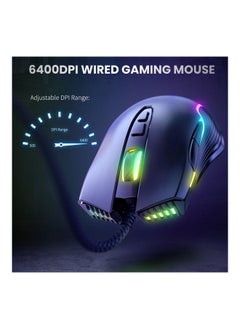 NIBEMINENT ماوس الألعاب Onikuma CW905 RGB - 6400 نقطة لكل بوصة، 7 أزرار قابلة للبرمجة  - Image 2