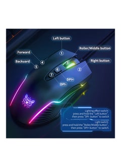 NIBEMINENT ماوس الألعاب Onikuma CW905 RGB - 6400 نقطة لكل بوصة، 7 أزرار قابلة للبرمجة  - Image 3