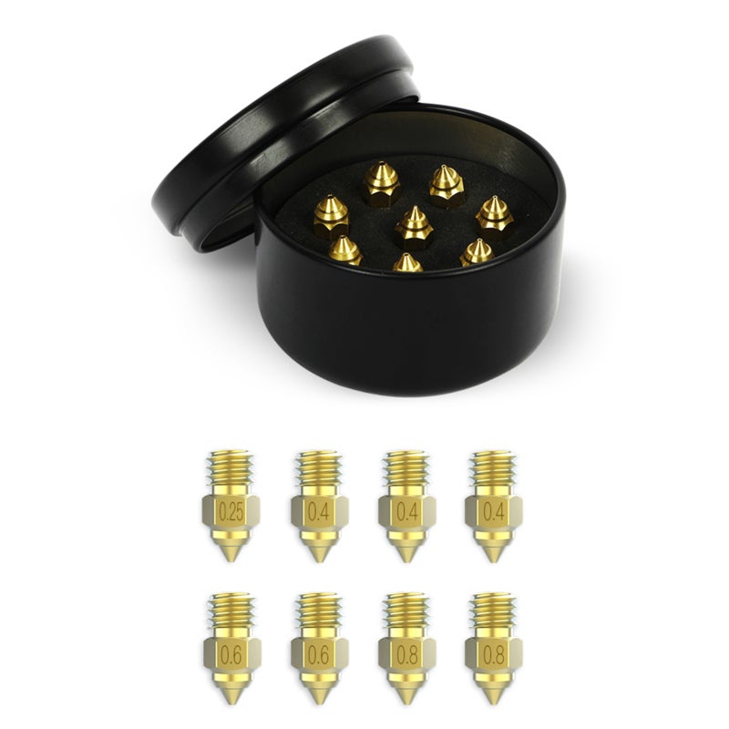 Creality 3D 3D Printer Nozzle: 8Pcs Brass Kit (0.25Mm, 0.4Mm, 0.6Mm, 0.8Mm) - High Temperature Resistance Up To 300℃, Smooth Inner Wall For Fdm 3D Printers Compatible With Cr-10, Ender-3, Ender-5 Series - Image 5
