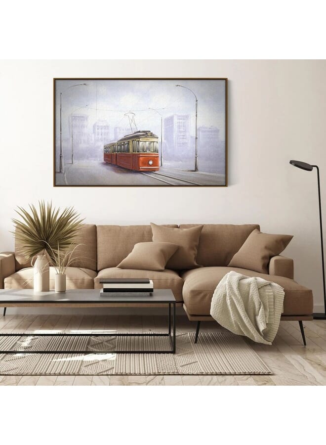 هوم جاليري صورة تجريدية مؤطرة للترام القديم في المدينة القديمة . - Image 5