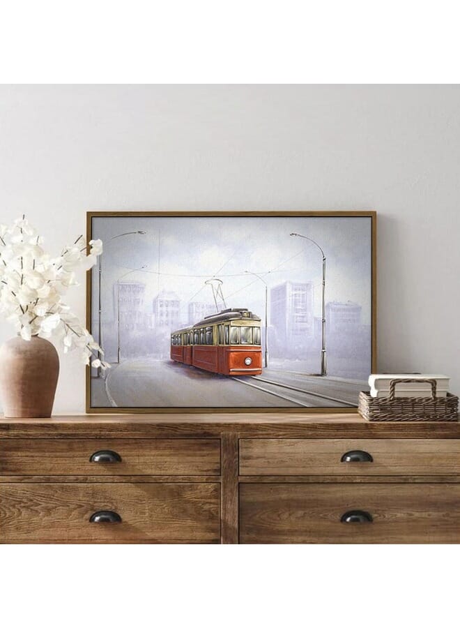هوم جاليري صورة تجريدية مؤطرة للترام القديم في المدينة القديمة . - Image 3