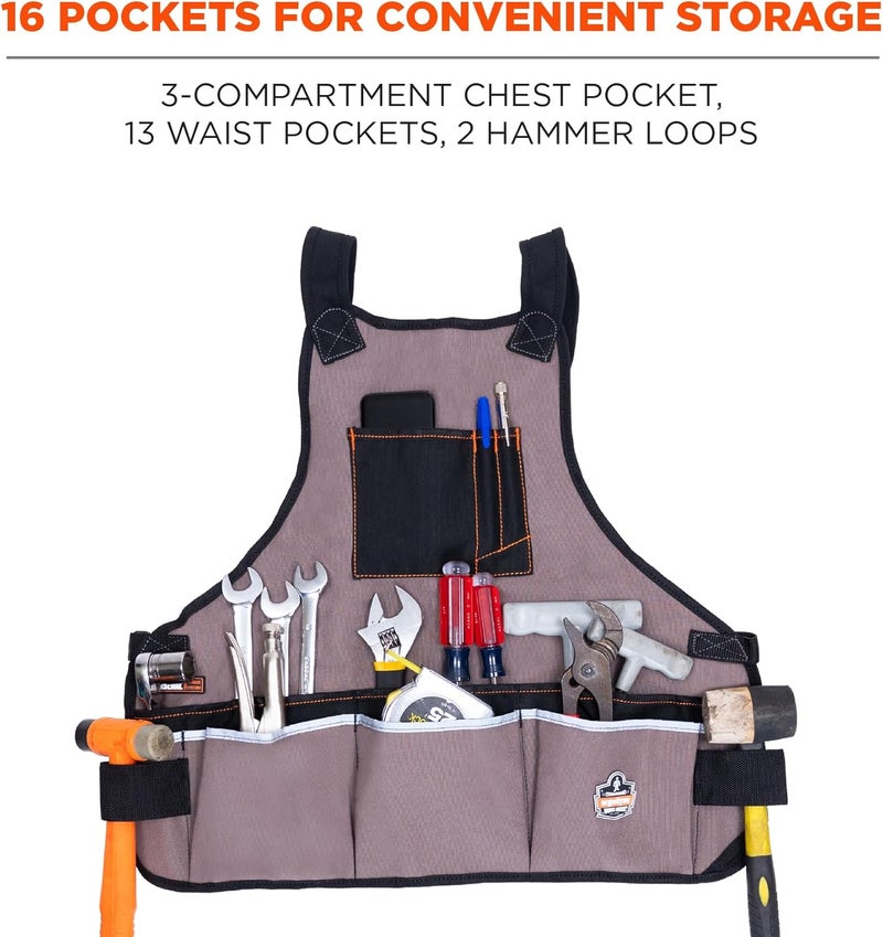 Ergodyne Arsenal 5700 Torso Length Work Tool Apron 16Pockets Gray - Image 2