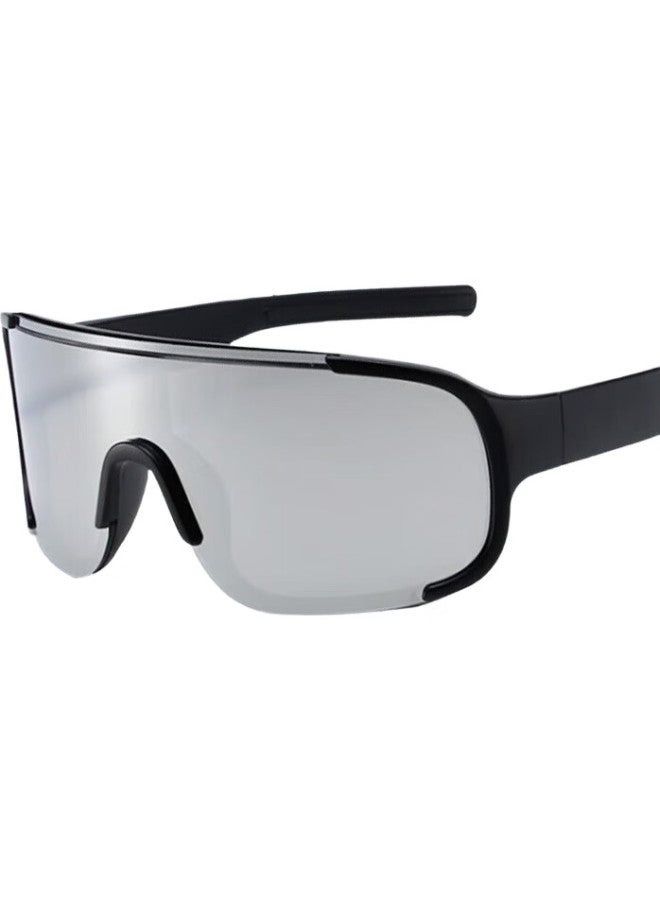 FESETE Cycling Glasses, Goggles, Hiking Glasses, Cycling Sunglasses, Bicycle Windproof Sunglasses, Black Frame With White Mercury Lenses - Image 1