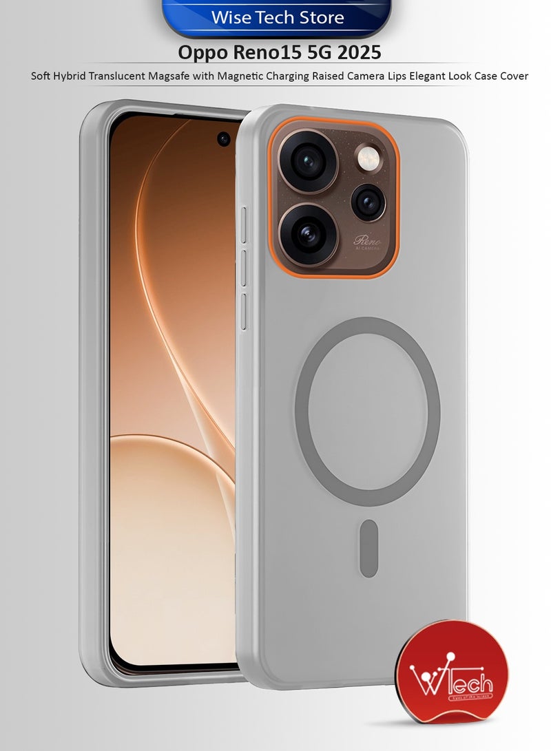 Wtech Oppo Reno15 5G 2025 Hybrid Translucent Magsafe with Magnetic Charging Raised Camera Lips Elegant Look Case Cover (MCMPMN) - Grey - Image 1