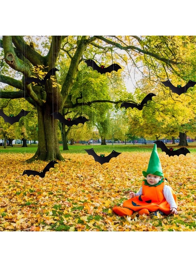 هالوين معلق الخفافيش 12 قطعة 3D واقعية مخيفة كبيرة زائفة سوداء معلقة طائرة الخفافيش مخيفة للفناء علامة في الهواء الطلق ديكورات العشب الداخلي ((3 نمط) - Image 5