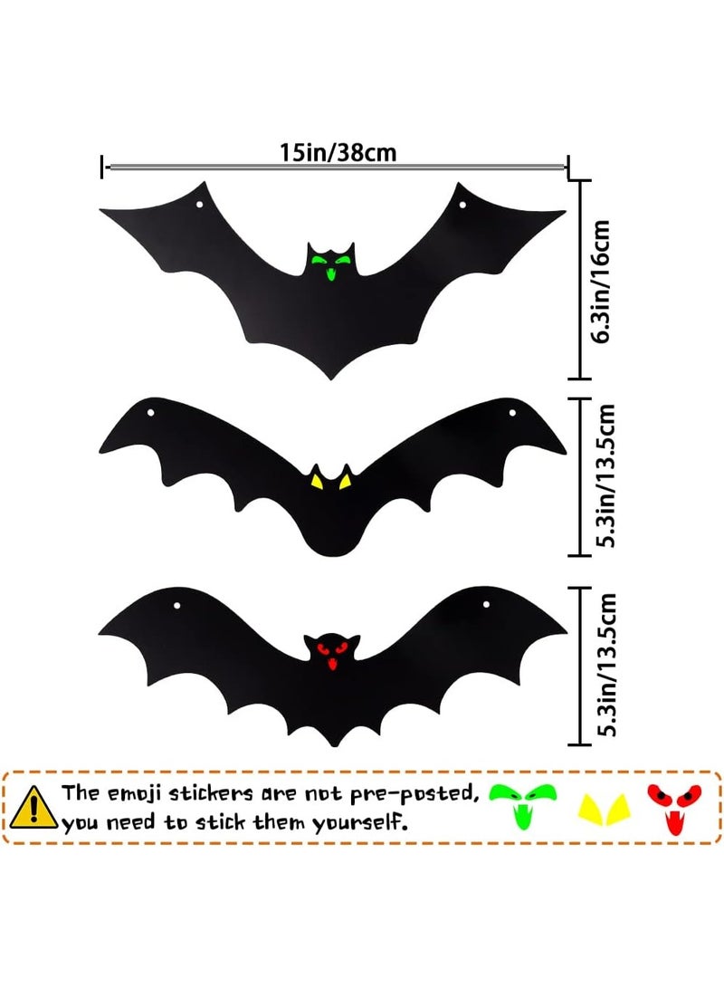 هالوين معلق الخفافيش 12 قطعة 3D واقعية مخيفة كبيرة زائفة سوداء معلقة طائرة الخفافيش مخيفة للفناء علامة في الهواء الطلق ديكورات العشب الداخلي ((3 نمط) - Image 2