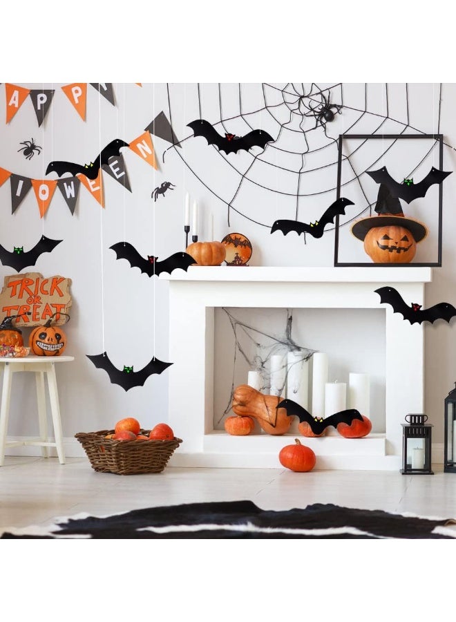 هالوين معلق الخفافيش 12 قطعة 3D واقعية مخيفة كبيرة زائفة سوداء معلقة طائرة الخفافيش مخيفة للفناء علامة في الهواء الطلق ديكورات العشب الداخلي ((3 نمط) - Image 1