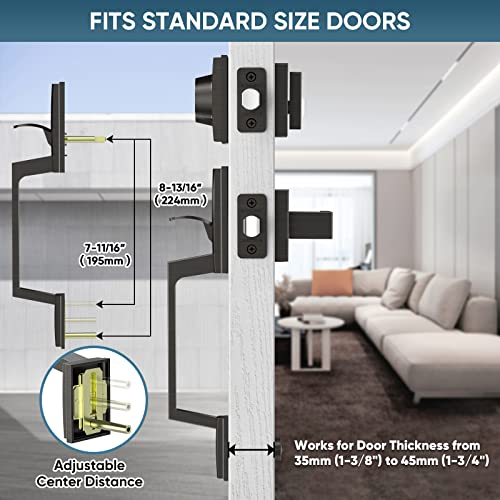 TICONN Front Door Handle Set, Heavy Duty Square Door Lever & Single Cylinder Deadbolt Combo Reversible for Entrance Exterior Doors (Oil Rubbed Bronze) - Image 4