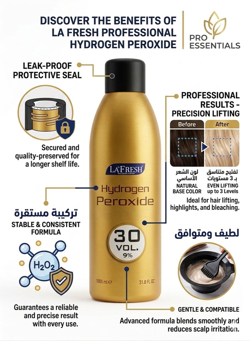 LA FRESH Hydrogen Peroxide 30 Vol - 9% 1000ml - Image 2