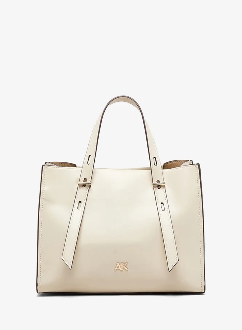 Anne Klein Monogram Pu Zip Closure Tote Bag