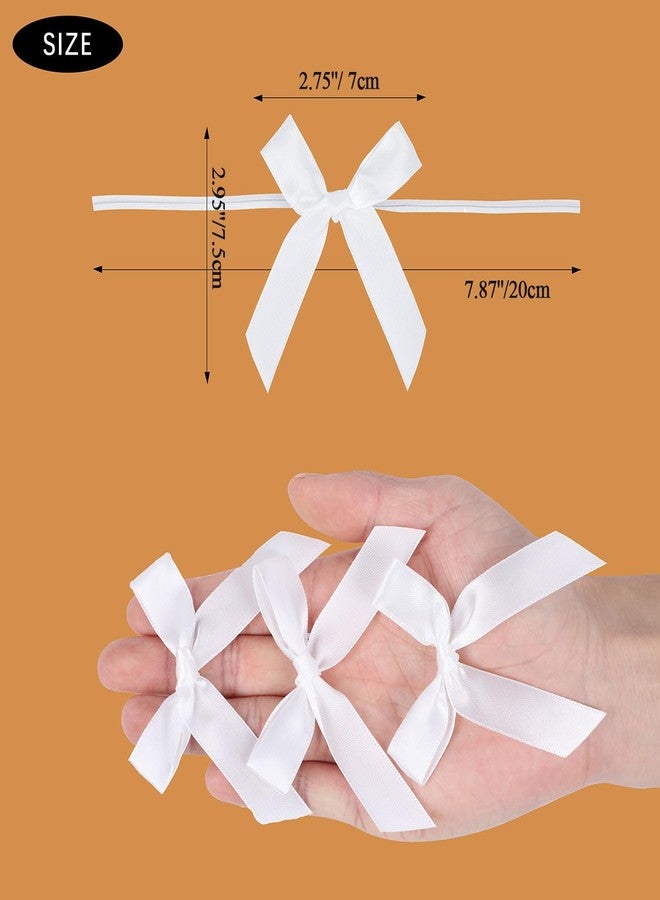 AKLVBL 50 Pack White Satin Ribbon Twist Tie Bows for Treat Bags, Gift Bags, Bakery Candy Bags and Package Decorating Ribbon Bow, Bowknot for Gifts - Image 3