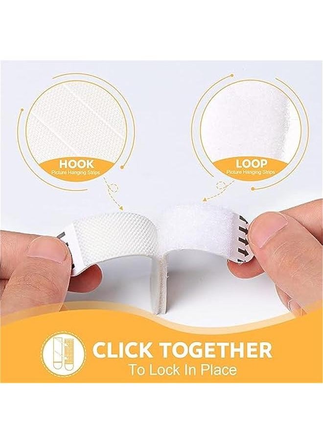 MOXO - 24 Pairs (48 Strips) Picture Hanging Strips Heavy Duty Sticky Picture Hangers for Walls Hanging Pictures Without Nail  Free Refill Adhesive Poster Strips for Frame Mounting Strips - Image 1