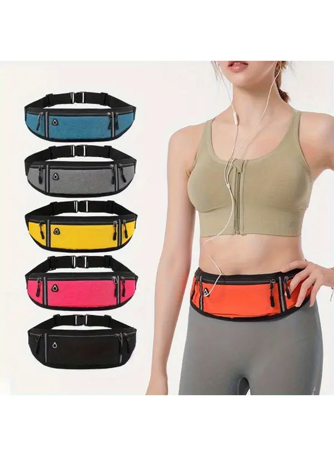 Rose Red Running Waist Bag Fitness Belt with Zipper for Gym Travel Phone Keys - Image 1