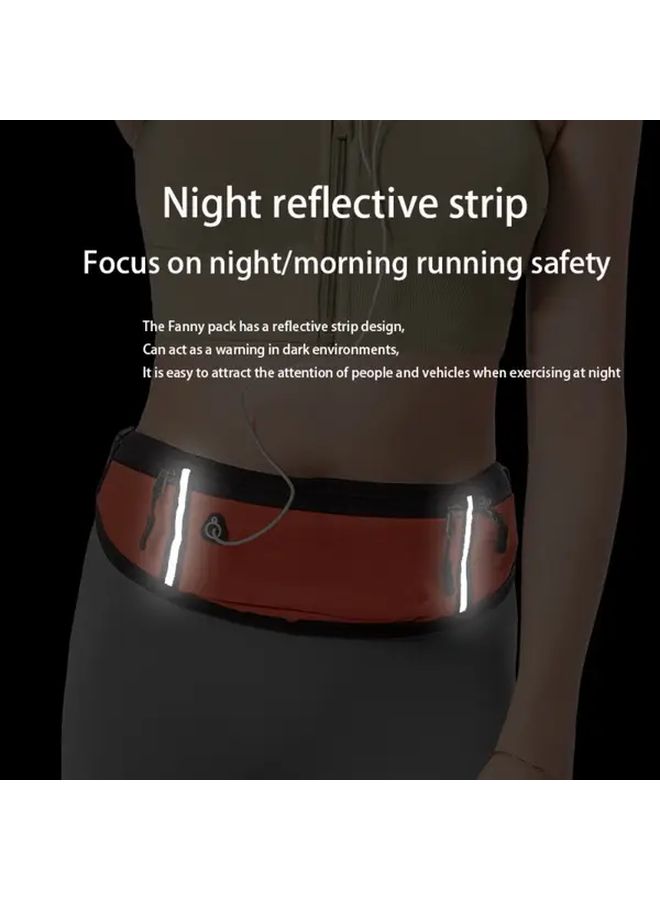 Rose Red Running Waist Bag Fitness Belt with Zipper for Gym Travel Phone Keys - Image 5
