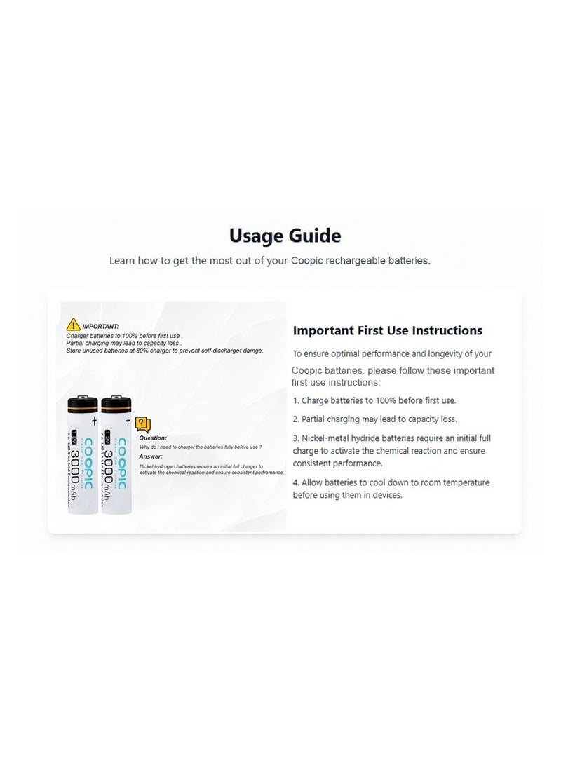 COOPIC Create Cool Pictures 20pcs 3000mAh AA RH6 Ni-MH Pre-charged type Rechargeable Battery - Image 4