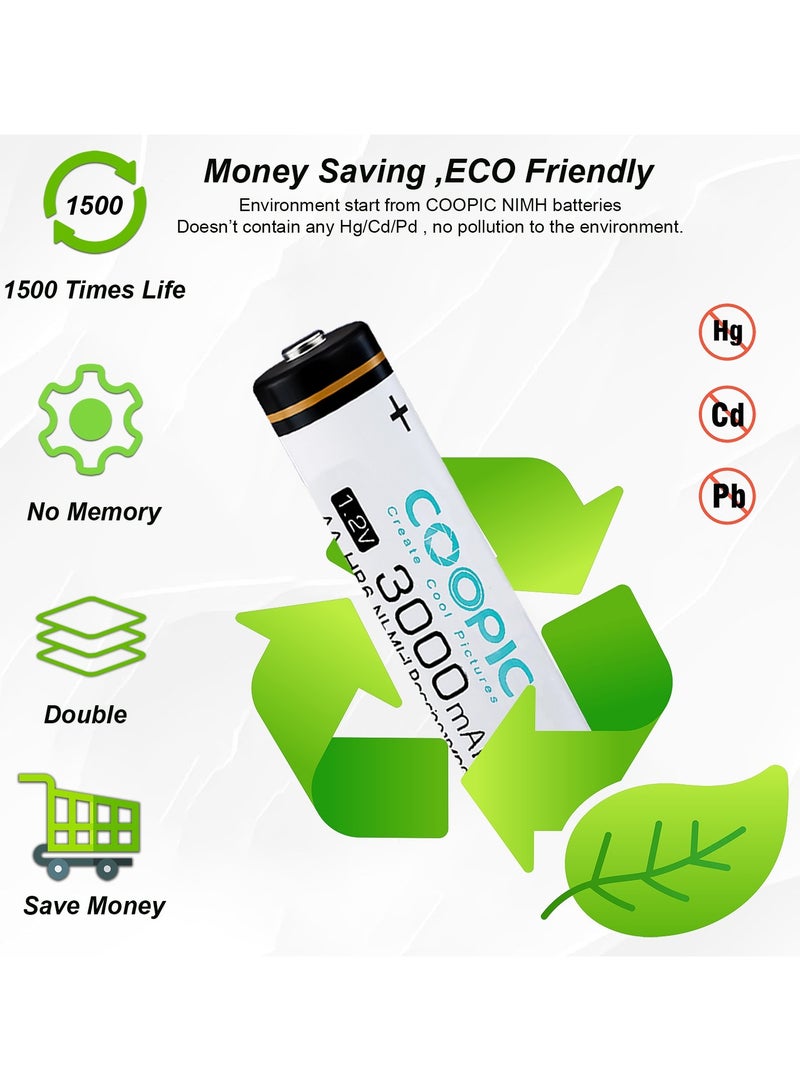 COOPIC Create Cool Pictures 20pcs 3000mAh AA RH6 Ni-MH Pre-charged type Rechargeable Battery - Image 4