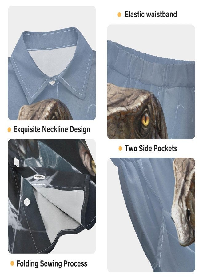 visesunny Boys 2 Piece Outfit Button Down Shirt and Short Sets Dinosaur 3d Print Boy Summer Outfits for Children Kids - Image 5
