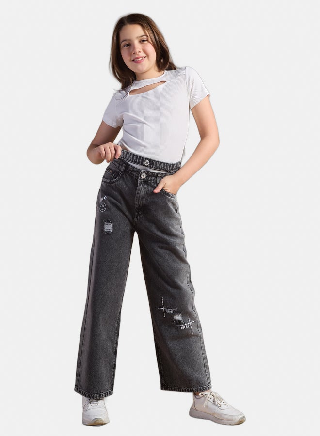 AMB Kidswear Girls' Wide Leg Jeans - Image 2