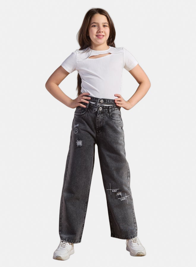 AMB Kidswear Girls' Wide Leg Jeans - Image 1
