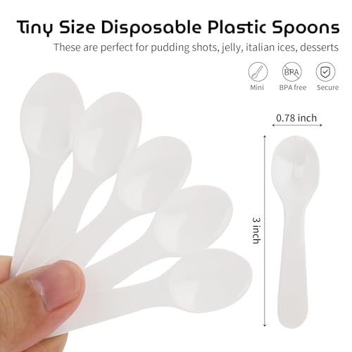 AMEILOZ 50PCS 3" Mini Tasting Spoons Tiny Plastic Taster Spoon for Yogurt Pudding Jello Shots Ice Cream, Extra Small Sample Micro Spoons (White) - Image 2